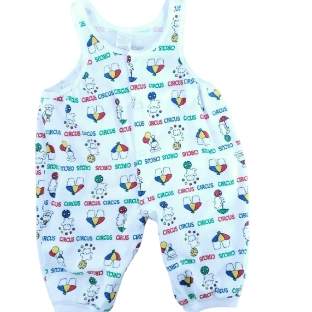 Vintage Jumpsuit White Circus Baby 6-9 Months